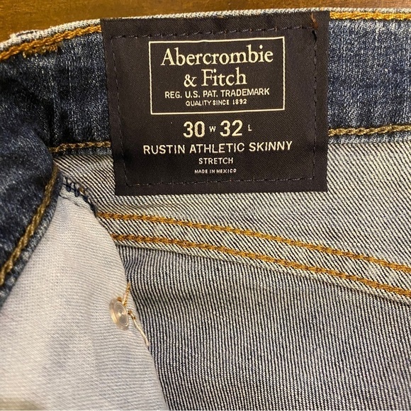 Abercrombie Fitch 30x32 NWT Rustin Athletic Skinny Mens Jeans Stretch Distressed - Picture 8 of 11